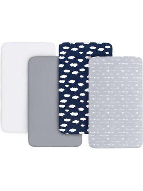 4-Pack Soft Microfiber Fitted Mini Crib Sheets - Breathable Baby Bedding in